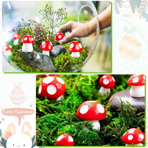 MGZTTHW 120 pcs Cute Mini Resin Mushrooms Craft Figurines for Fairy, Micro Landscape & Bonsai Gardens; Mushroom Cake