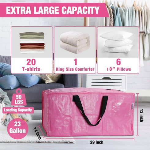 WORKPRO 6 Pack Extra Large Moving Bags with Zippers, Heavy-Duty Storage Tote with Carrying Handles & Backpack Straps