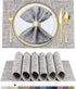BETEAM Set of 6 Woven Vinyl Placemats - Washable, Durable Indoor Outdoor Table Mats -01 Smoky Grey