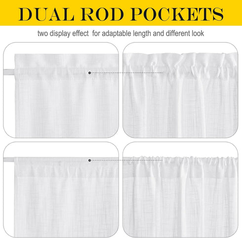 NICETOWN Sidelight French Door Panel, Linen Textured Look, 30" x 72", White