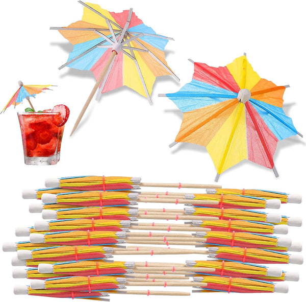 40 Pieces Cocktail Umbrellas for Summer Drinks, Colorful Tropical Paper Umbrellas with Bamboo Toothpicks for Bar Party