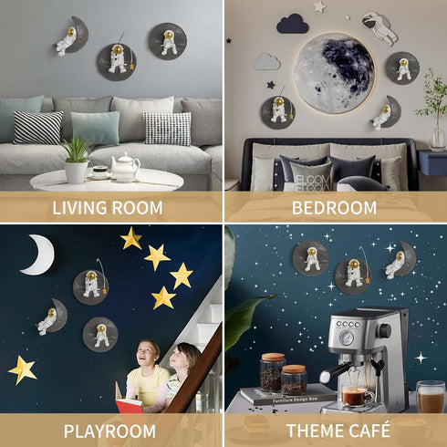 3 3D AWNR Pcs Astronauts Wall Sculpture Decor for Modern Home Decor Background Wall Decorations for Living Room Sofa