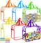 OPELETNNT 6 Packs Large Toy Storage Bags with Labels, Reusable Clear PVC Board