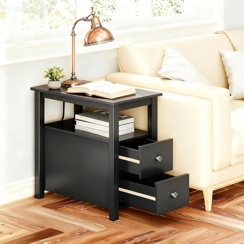 ZENY Compact End Table with Drawer and Open Shelf - Perfect for Living Room or Bedroom