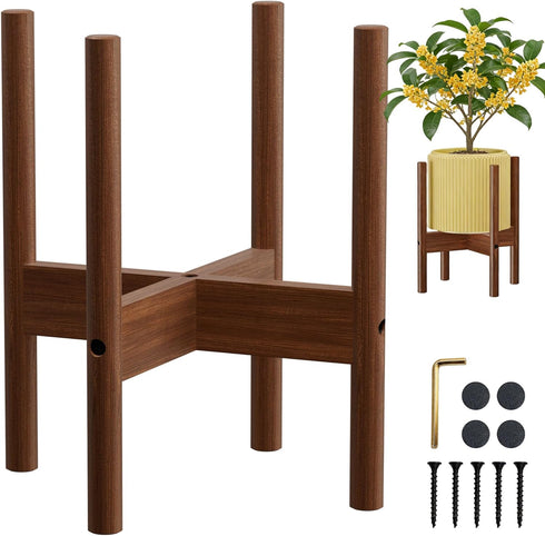 ALIGADO Bamboo Plant Stand Indoor, for Up to 10 Inch Pots, Built