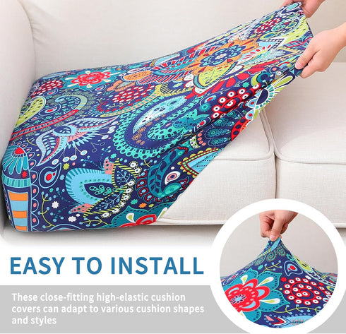 hyha Floral Printed Couch Cushion Covers, Washable Stretch Pattern for Outdoor Furniture, Small, Paisley