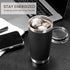 MEWAY 20oz Double Wall Vacuum Insulated Travel Mug, Stainless Steel Tumbler with Lid and Straw, Black