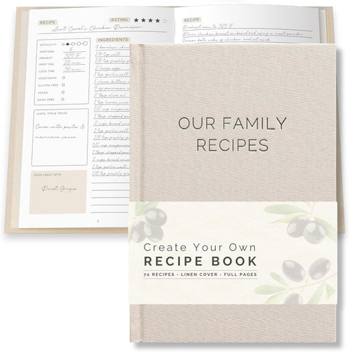 Blank Recipe Book To Write In Your Own Recipes - Family Cookbook Journal with Templates