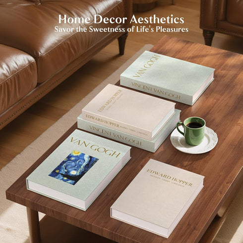 Comgrenwind Set 2 Modern Decorative Books, of Linen Fake Books Storage Box Decoration, Aesthetic Coffee Table