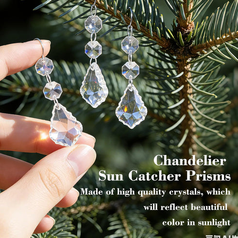 10pcs 38mm 50mm Crystal Sun Catcher, Clear Maple Leaf Crystal Chandelier Prism Pendant Parts, Suncatchers Hanging