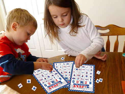 32Players 4th of July Bingo Game - Patriotic Bingo Cards for Kids Adults, Independence Day Party Supplies