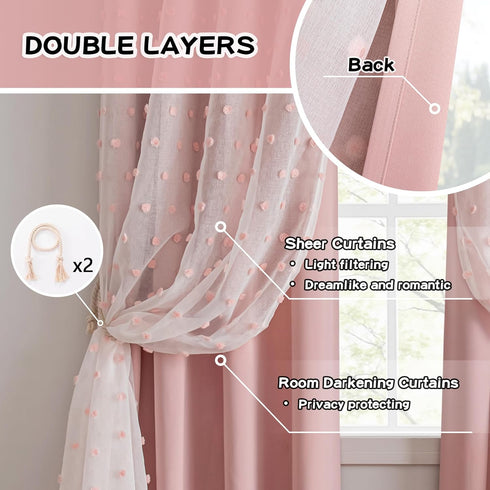 84 Inches 2 2 Grommet, 52 84 Inch MYSKY HOME Pink Curtains for Girls Room Long Panels Girls Curtains wiht Pink Pom Pom