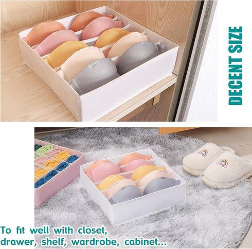 Bra Storage Drawers Organizer - Foldable Clothing Underwear Drawer Dividers, 3 Pack Storage Cube Bins for Bra, Socks,