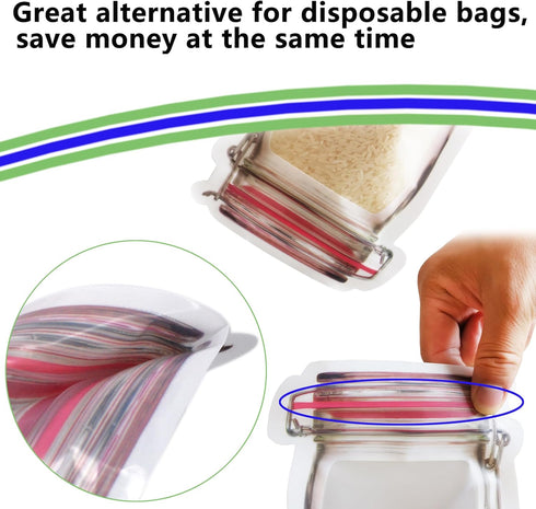 Candy Nut Bag, Set of 24 Reusable Mason Jar Bags, Ideal for Fresh & Leakproof Snack Storage