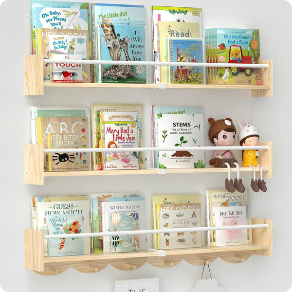 Nursery Book Shelves 34 inchs, Floating Book Shelves for Wall Nursery, Wall