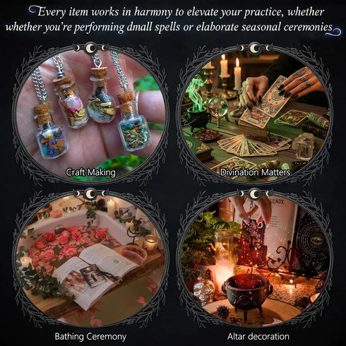 45PCS Herbs for Witchcraft - Wiccan Supplies and Tools - Witchcraft Supplies Dried Flowers Kit for Witch Beginner
