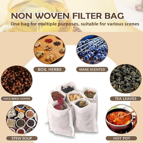 300 Pcs Disposable Tea Filter Bags for Loose Leaf Tea, Empty Tea Bags Suitable for Spices, Herbs, Bring Tea Spoon (3.54