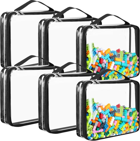 Sanwuta 6 Packs Toy Storage Bags, PVC Organizing Bags with Zipper, Waterproof Toy Bags for Board Games, Building