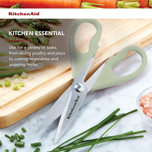 KitchenAid All Purpose Kitchen Shears - 8.72-Inch Dishwasher Safe Stainless Steel Scissors with Comfort Grip, Pistachio