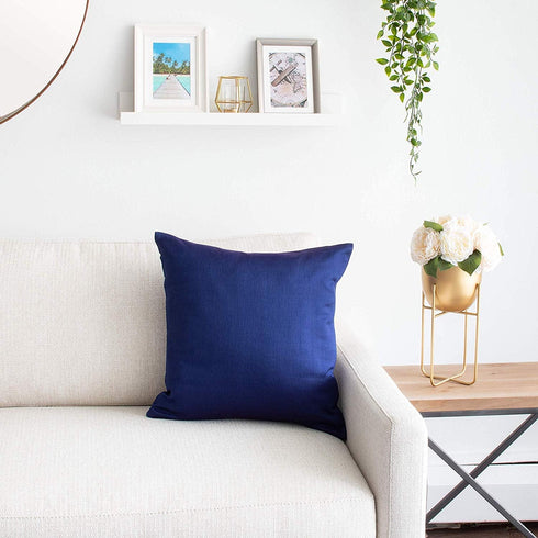 The White Petals Euro Sham Covers, Navy Blue, Pack of 2 for Sofa, Couch & Bed (26x26 inch)