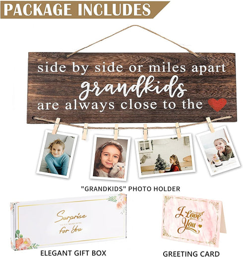 Grandparents Gifts from Grandchildren, Photo Holder for Side by Side or Miles Apart, Great for Christmas Birthday