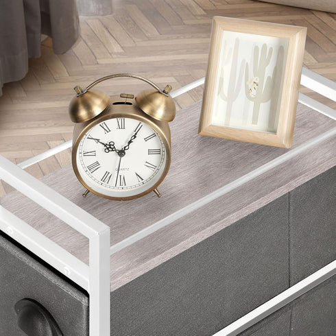MOOACE Narrow Dresser with 4 Drawers, Vertical Storage Tower, Small Fabric Dresser, Steel Frame & Wooden Top for