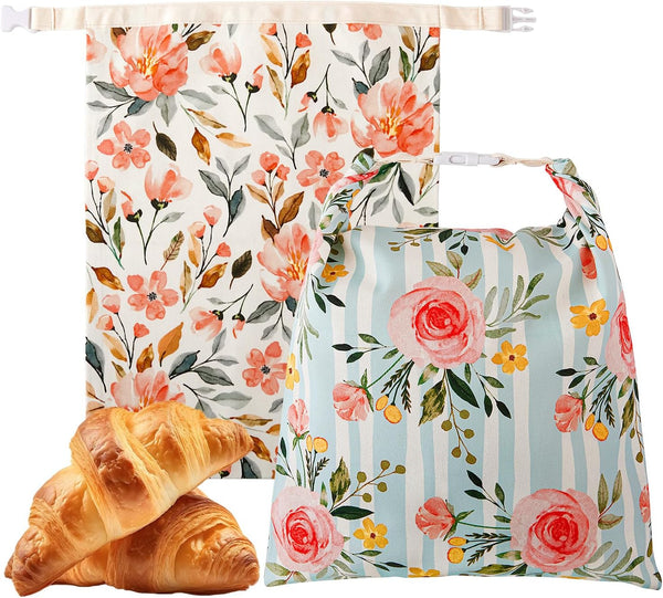 Augine Beeswax Bread Bag, 2 Pack Sourdough Bread Bags, Reusable Bread Bags for