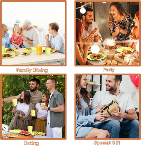 Set 40-Piece 8 Set Sets Set Set Wheat Straw Dinnerware Service for Unbreakable Dishes Plates and Bowls Drinking Glasses