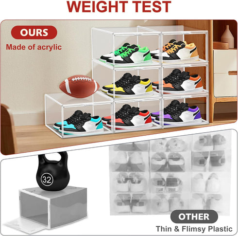 1 Pack 12 Closet Clear Shoe Boxes Size Shoe Storage Organizer for Stackable Shoes Rack Handbag Organizer Plastic