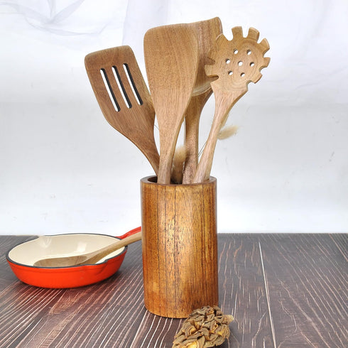 Wooden Cooking Utensils Set, 10 Pack Wooden Spoons and Spatula for Kitchen