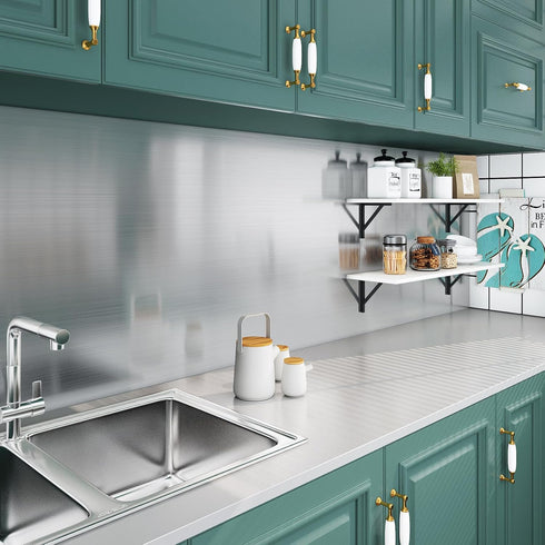 Livelynine Brushed Nickel Peel and Stick Wallpaper, Silver Stainless Steel Contact Paper for Appliances, 15.8x78.8 in