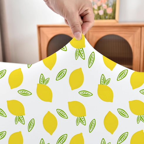 Summer 42x42 inch Yellow Lemon Fitted Tablecloth with Elastic for Square Folding Tables Washable Stretchy Spandex Card