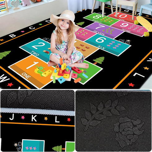 YLZLDKH Counting 31x47 Hopscotch Play Rug Carpet for Kids, ABC Alphabet Number Educational Rug, Children's Game Mat