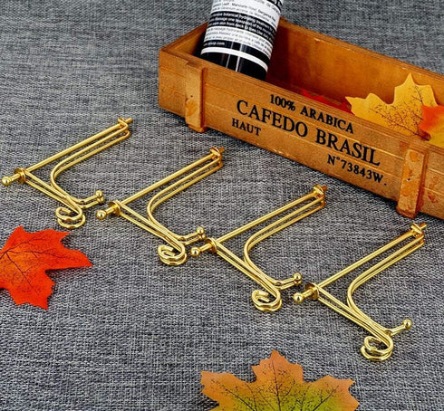 LIONWEI LIONWELI 4 Inch Gold Iron Plate Stand Holder, Easel Display Stand for Plate, Picture, Photo and More, 4 pcs