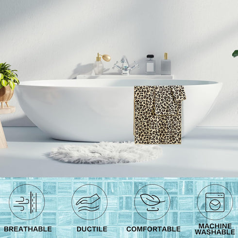 6 Set 2 2 2 Pcs Bathroom Leopard Towel Bath Towels Hand Towels Washcloths, Soft Absorbent Shower Guest Towel Decorative