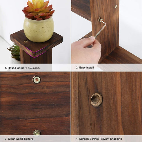 Wood Desktop Plant Stand Indoor - Windowsill Plant Shelf, Small Tabletop Holder for Succulent Herb Display Rack