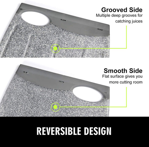 Large Cutting Board with Juice Grooves, 12.99" Thick Non Slip Chopping Board for Kitchen with Easy Grip Handle (Grey)