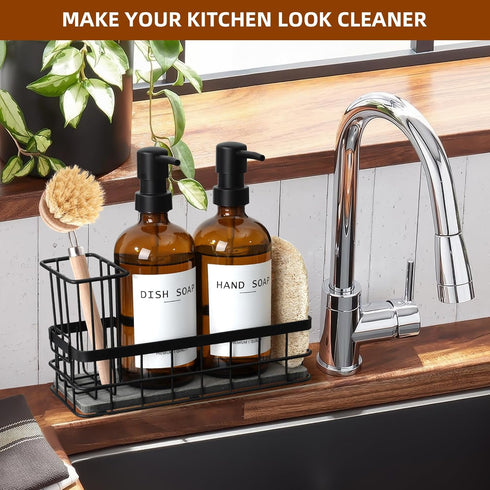 16.9 oz Set Countertop Dish Soap Dispenser for Kitchen, fl Amber Hand and Dish Soap Dispensers, Kitchen Soap Dispenser