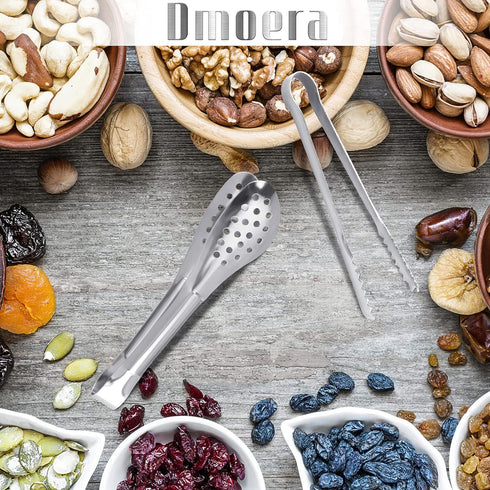12 Pack Premium Small Serving Tongs - Dmoera Mini Stainless Steel Appetizer Tongs, 5Inch, 5.2Inch (12.7cm)