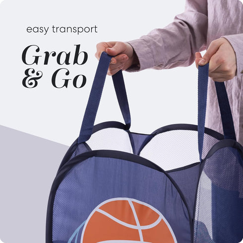Handy Laundry Collapsible Mesh Pop Up Hamper - Wide Opening, Side Pocket, Breathable, Sturdy, Foldable Design for