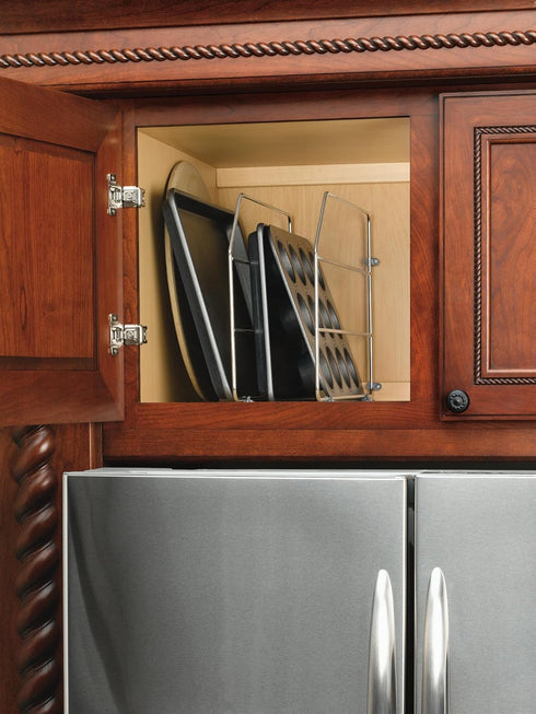 Rev-A-Shelf 12" Baking Sheet Shelf Organizer for Kitchen Cabinets, Chrome Divider Pan Rack Storage Wires