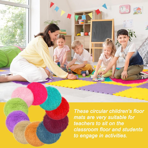 30 16 Inch Pcs Kids Crazy Carpet Circle Seats Round Floor Mat Kids Floor Cushions Soft Colorful Educational Classroom