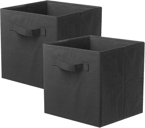 Shellkingdom Storage Bins, Foldable Fabric Storage Cubes and Cloth Organizer Drawer for Closet and Toys, 2 Pack, Black