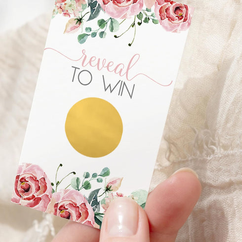 Paper Clever Party Charming Floral Bridal Shower Games, 30 Pack Pink Scratch Off Raffle Cards