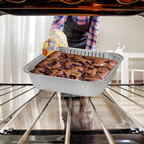 Nicole Home Collection 8x8 Aluminum Pans (20 Pack) 8 Inch Foil Pans - Cake Pans - Aluminum Square Pans - Disposable Food container - great For Cake Baking, Cooking, Heating, Freezing, Prepping Food by Nicole Home Collection