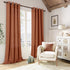 Terracotta Linen Curtains 90 Inch Length, 2 Panels Boho Farmhouse Drapes, Light Filtering Rust Orange Red Semi Sheer