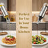 2 Pack Set 10OZ Tebery Olive Oil and Vinegar Bottle with Rack and Wooden Base, Olive Dispenser Glass Cooking Oil Cruet