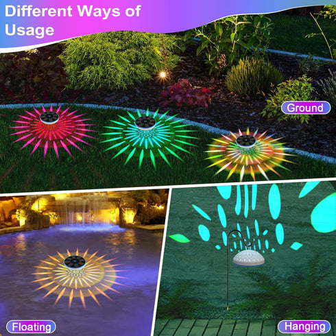 ZRYBOMY 6 IPX8 1 Pack RGB Solar Floating Pool Lights, Smart Auto ON/Off Pool Light with Lighting Modes, Waterproof LED