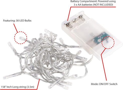 Super Z Outlet 30 Mini Bulb LED Fairy String Lights, 158" Long in Purple for Home Decoration, Christmas, Wedding
