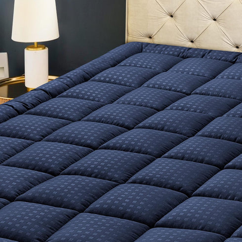HYLEORY Twin Mattress Pad, Quilted Fitted Protector with Cooling Pillow Top, Breathable Soft Topper with 8-21" Deep